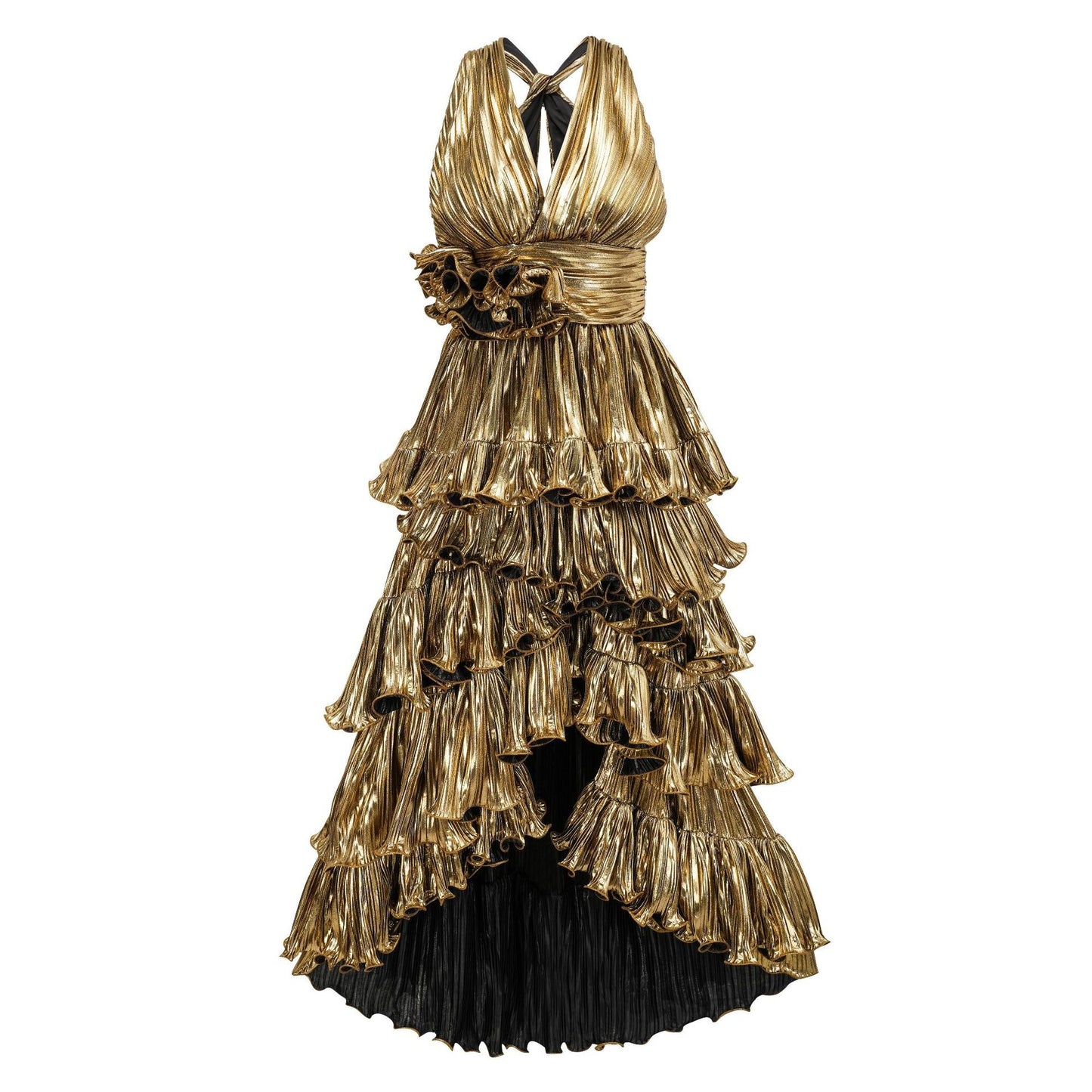 V-neck sleeveless high waisted dress that highlights height niche