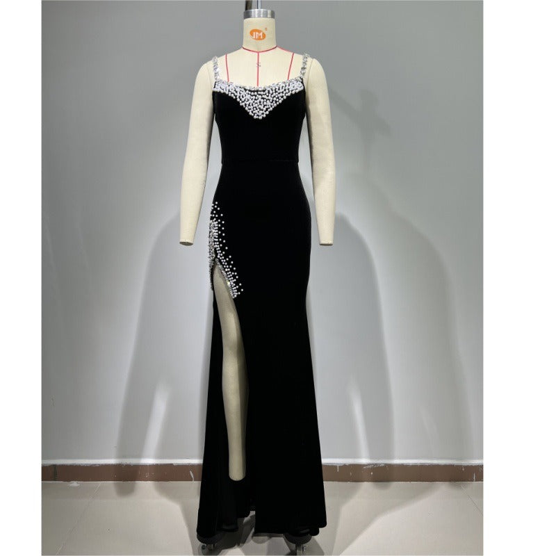 Tubeless long evening gown