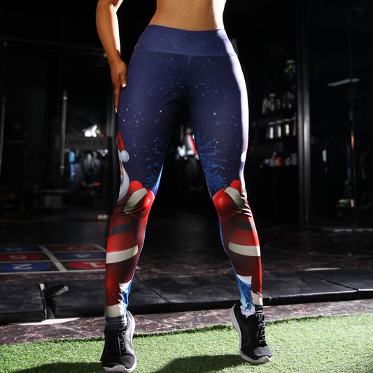 Christmas Leggings Santa Clause Prined  Athletic Leggings