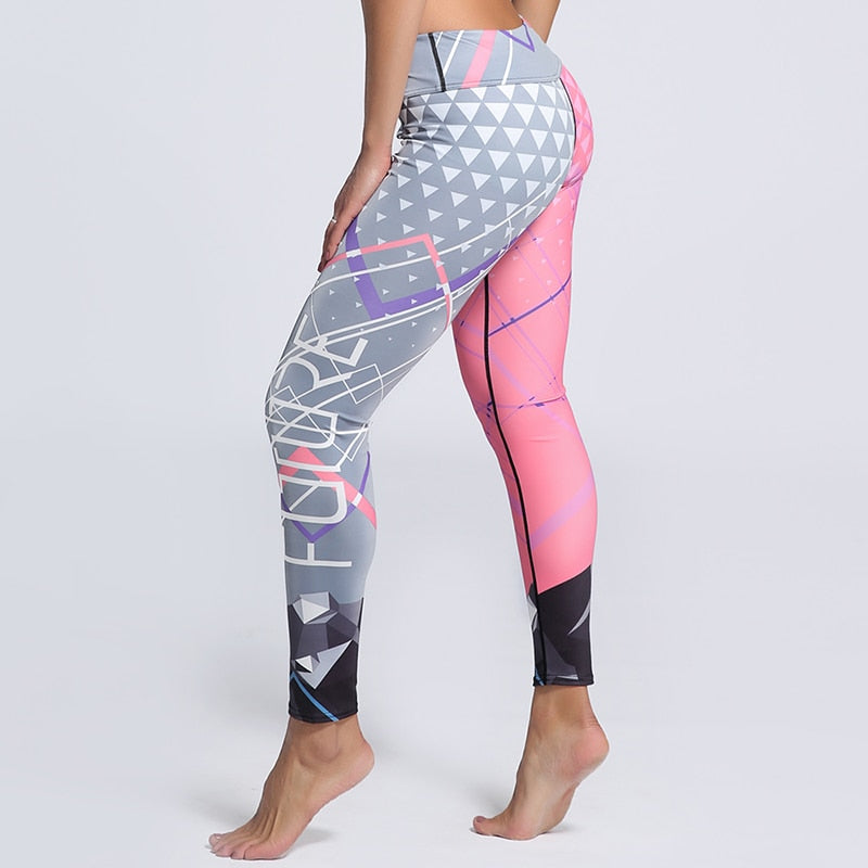 Multicolor Leggings Women Workout Pants Fashion Triangle-Plus Size