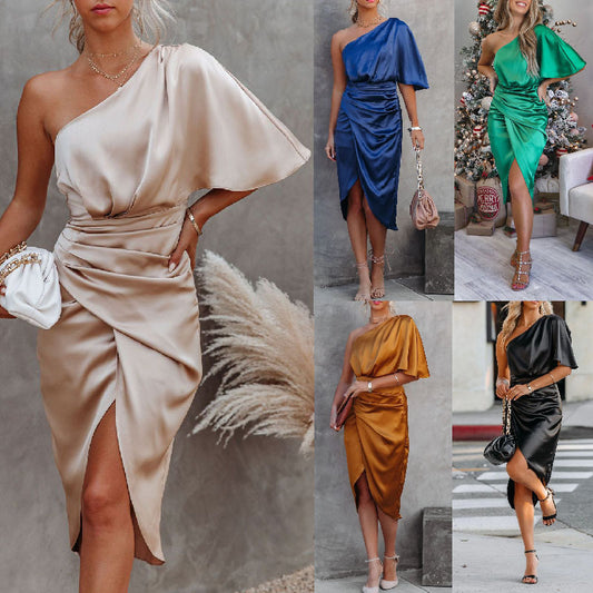 Sexy Single Sleeve Irregular Evening Dress