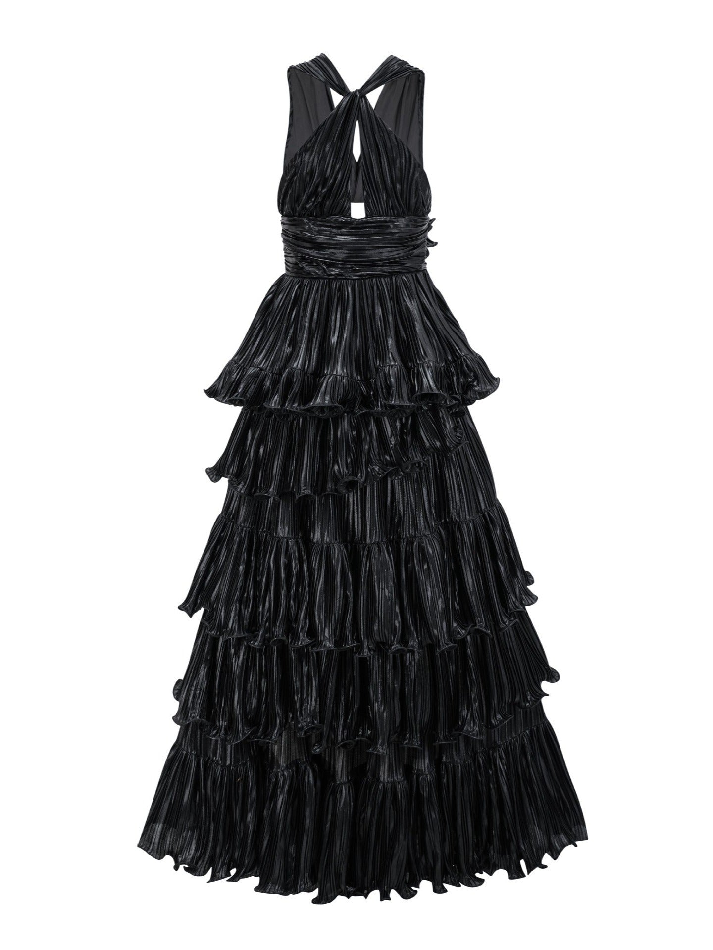 V-neck sleeveless high waisted dress that highlights height niche