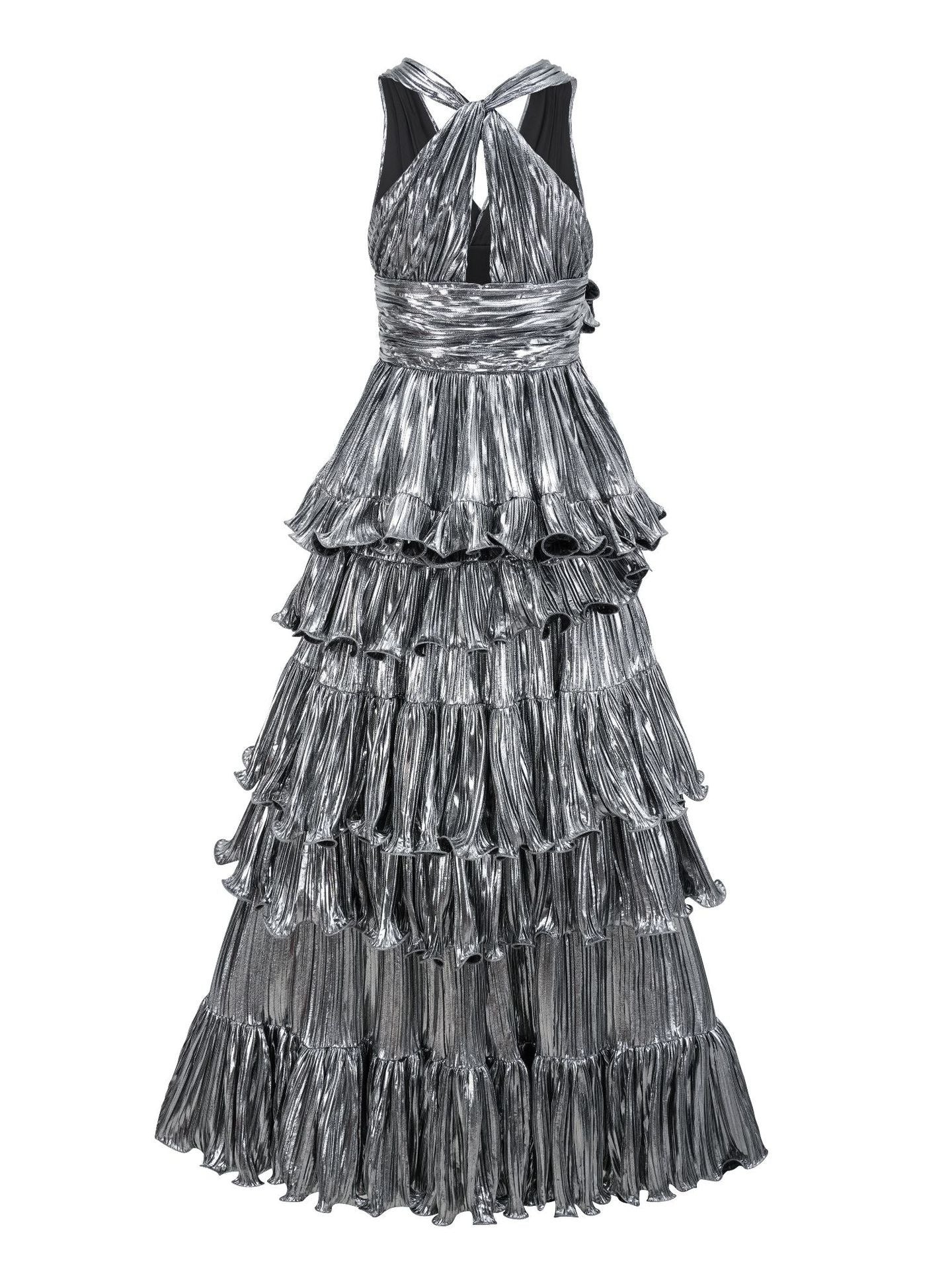 V-neck sleeveless high waisted dress that highlights height niche